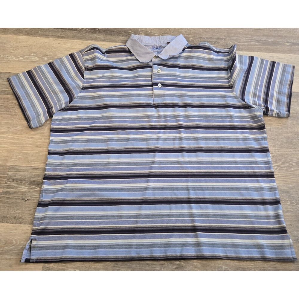 Hickey Freeman men's XL‎ striped polo shirt 100% cotton Made in Italy